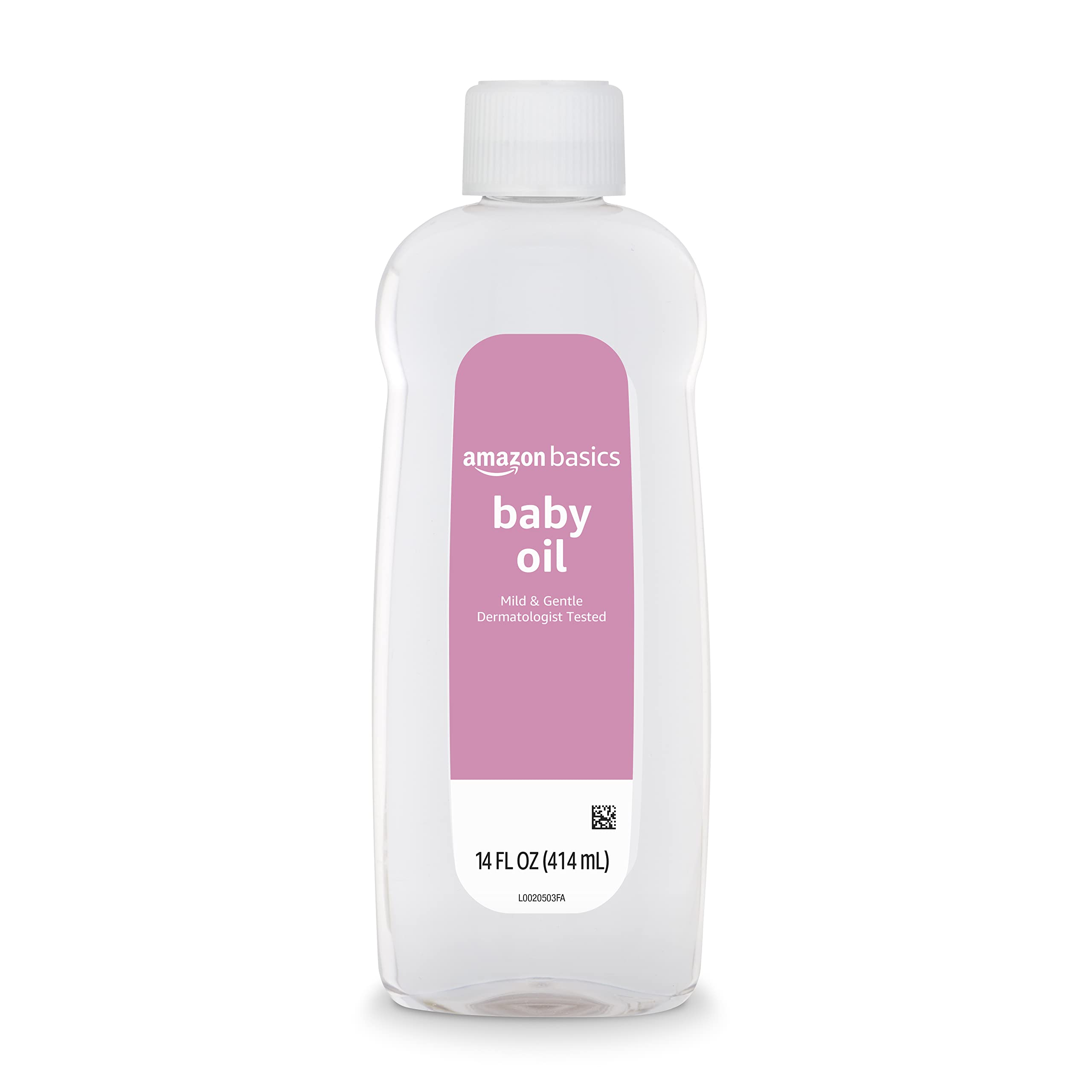Amazon Basics Baby Oil bottle pour for gentle, controlled application and moisturized skin.