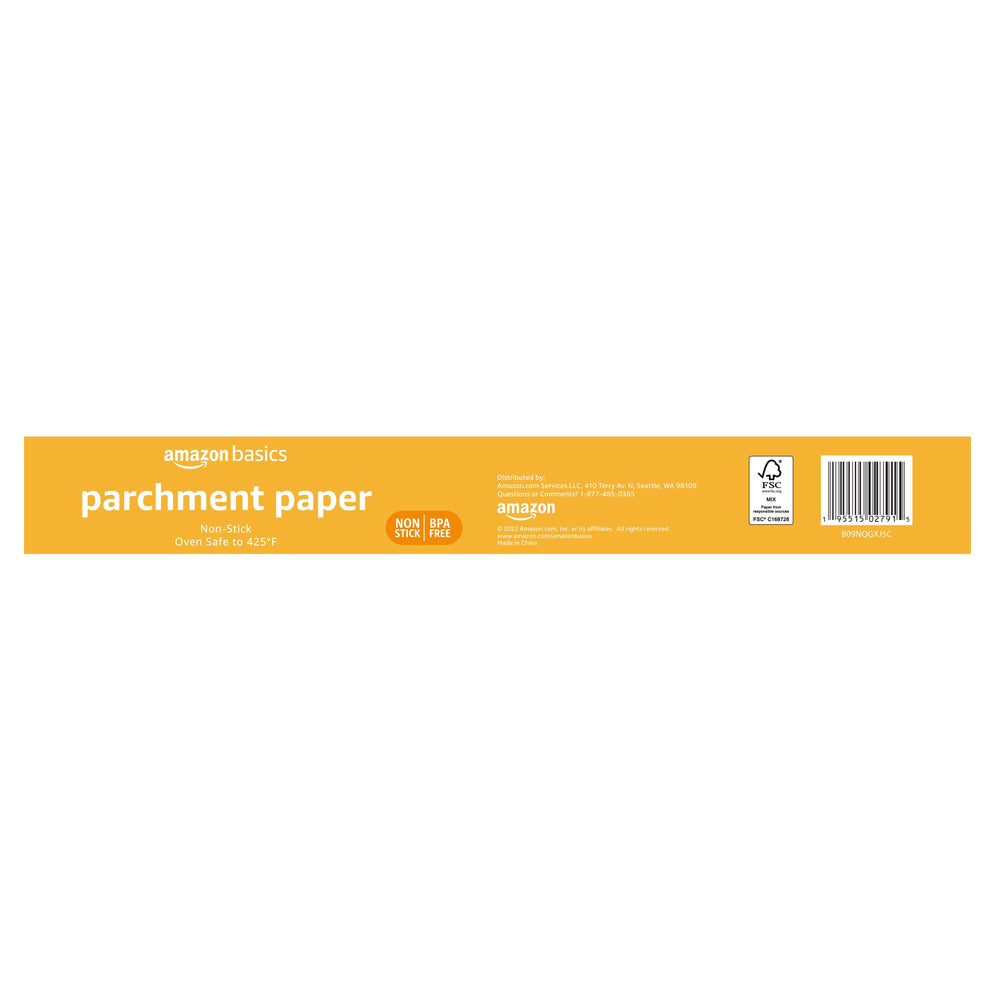 Amazon Basics non-stick parchment paper enables easy food release and quick cleanup.