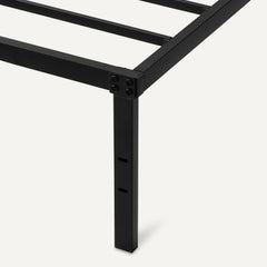 Amazon Basics bed frame no box spring required with direct mattress support.