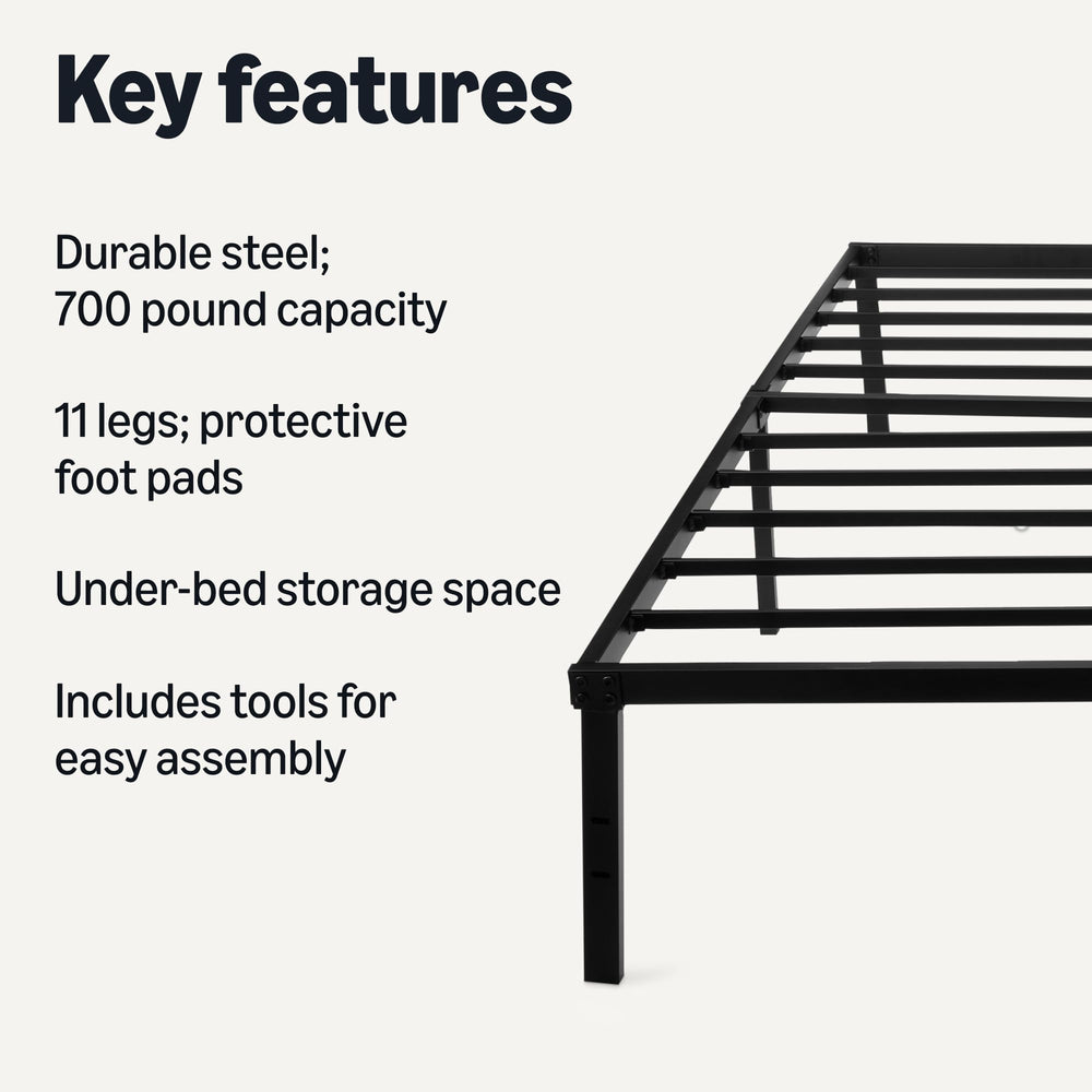 Amazon Basics bed frame with under-bed storage space for clutter-free bedrooms.