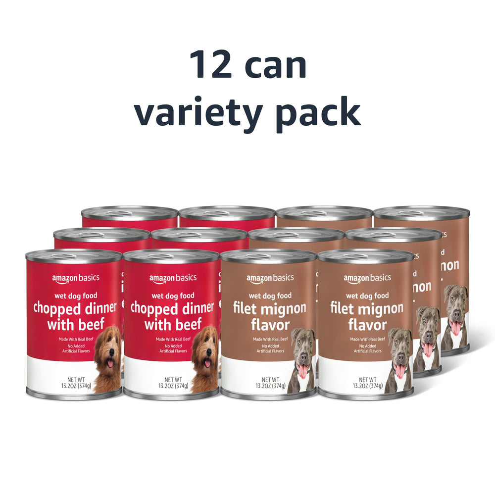 Amazon Basics filet mignon can close-up—delicious flavor dogs love