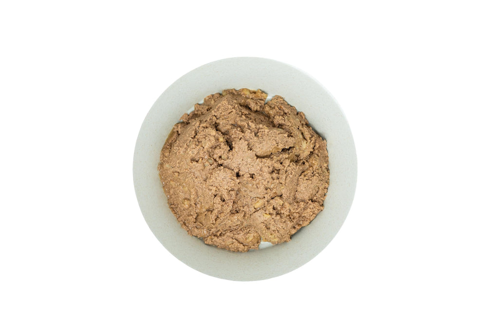Amazon Basics recyclable packaging close-up—eco-friendly packaging for dog food
