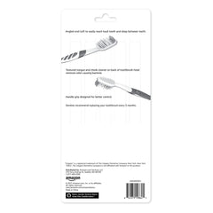 Amazon Basics Clean Plus toothbrush angled end-tuft for reaching back teeth.