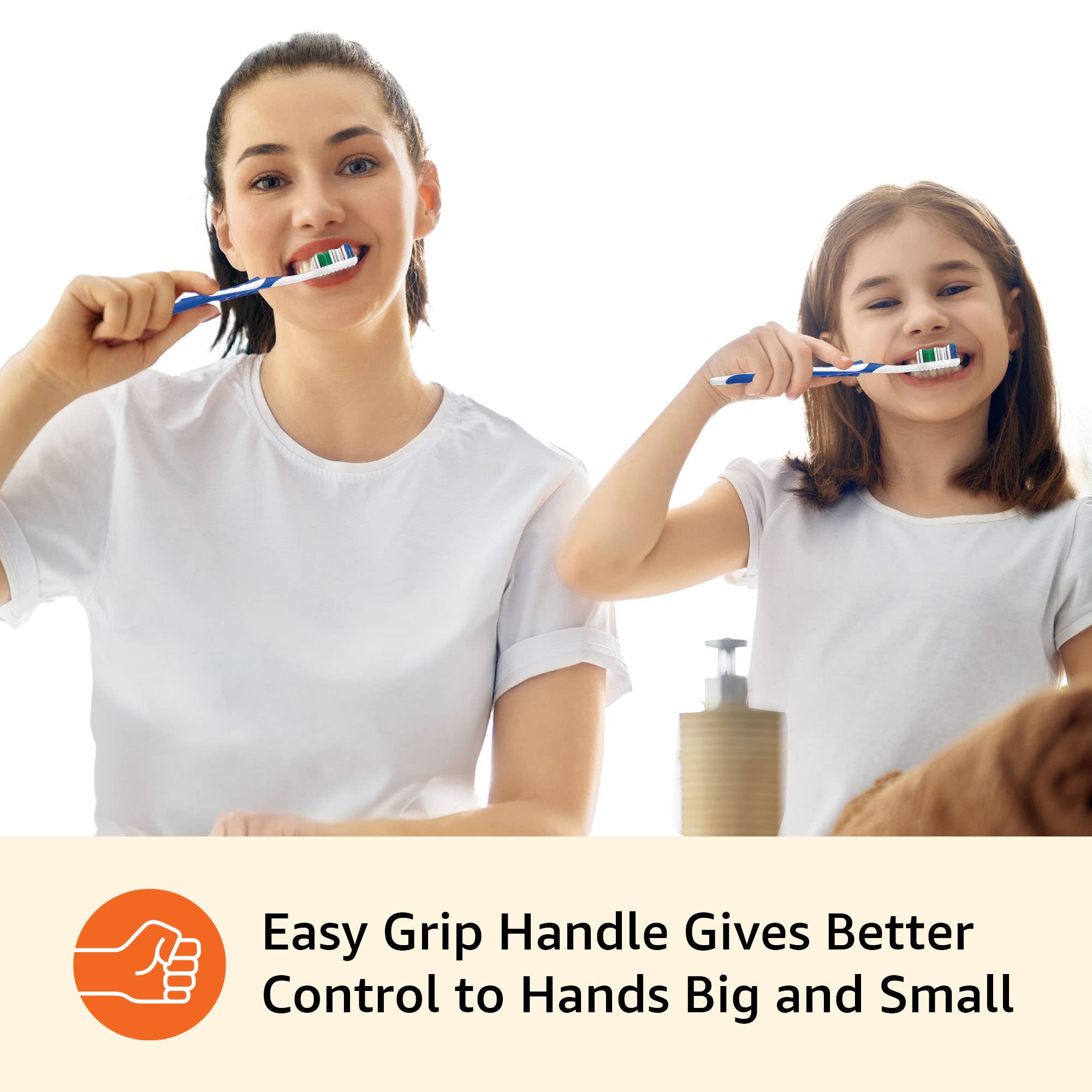 Amazon Basics Clean Plus toothbrush assorted colors to brighten daily routine.