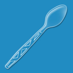 Amazon Basics clear spoons being used to scoop cereal, easy cleanup.
