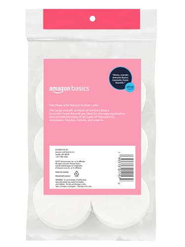 Amazon Basics Cosmetic Foam Rounds shown during foundation application on the face