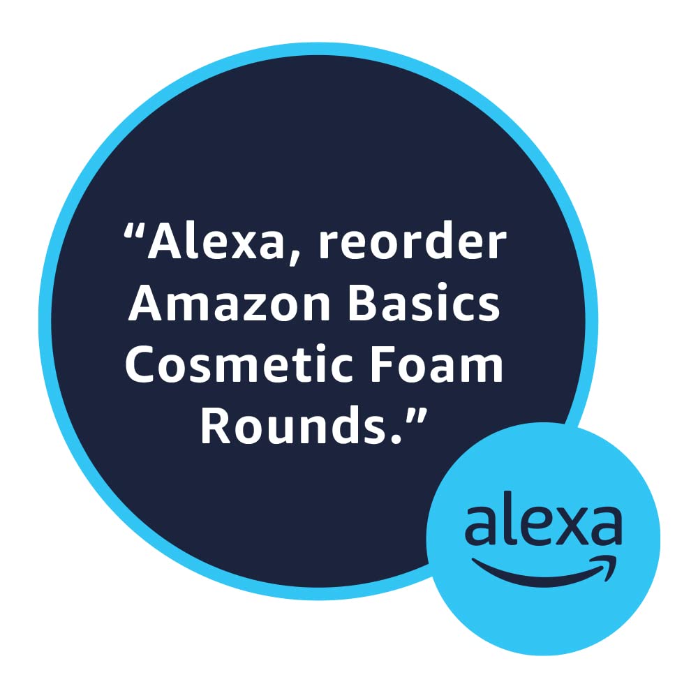 Latex-free Amazon Basics Cosmetic Foam Rounds provide gentle use for sensitive skin