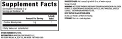 Amazon Basics creatine monohydrate powder label highlights gluten-free, no artificial ingredients.