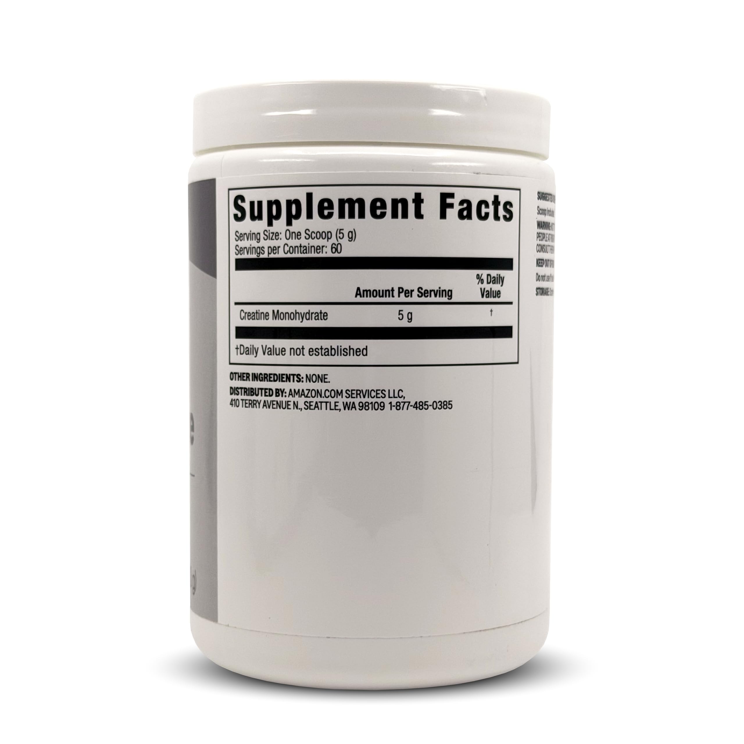 Amazon Basics creatine monohydrate powder scoop illustrating convenient serving for workouts.