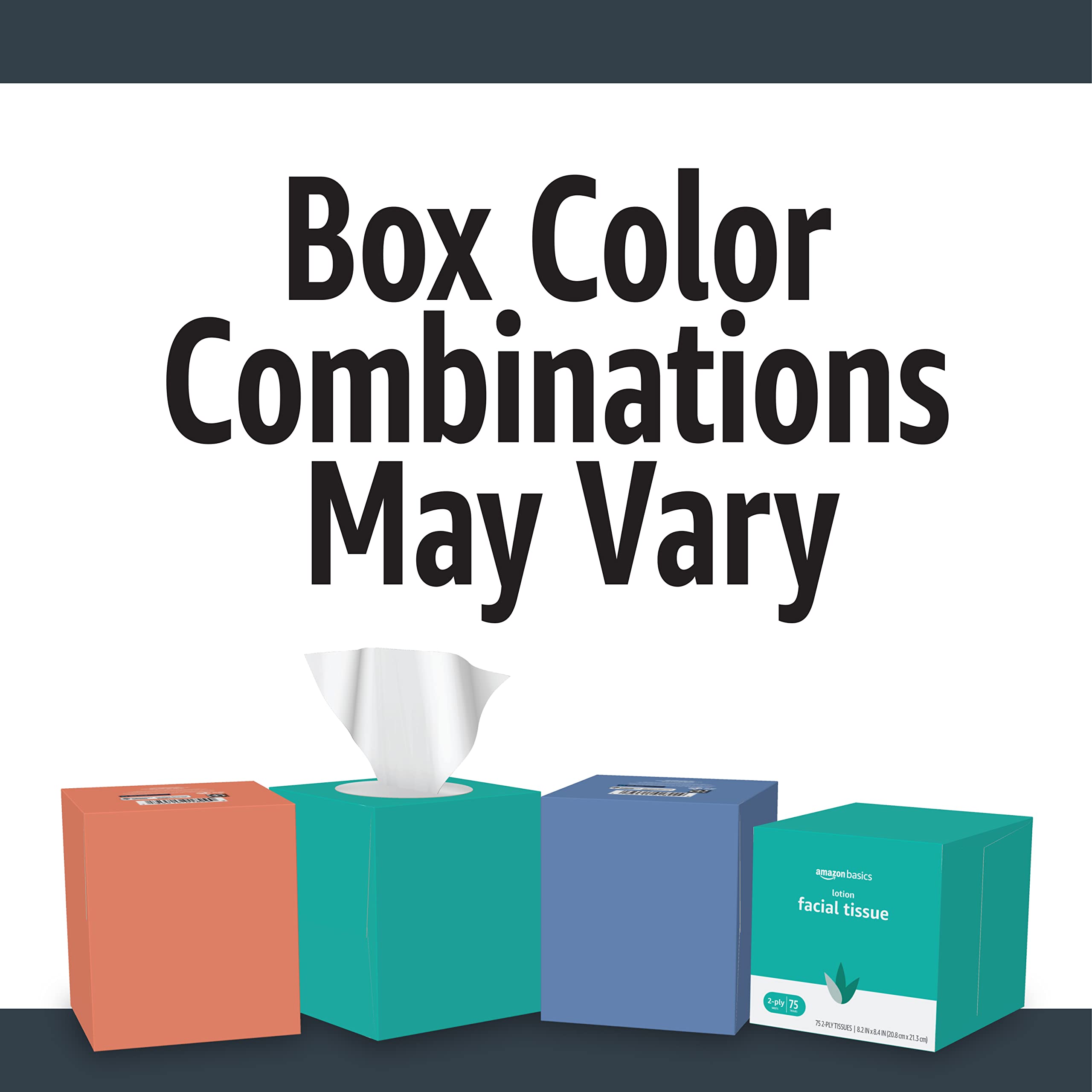 Amazon Basics cube boxes with color variations add style.