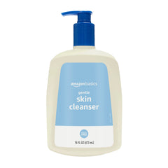 Amazon Basics Daily Facial Cleanser bottle front, fragrance-free for sensitive skin.