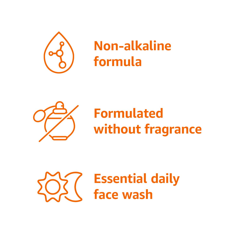 Pour-ready Amazon Basics Daily Facial Cleanser bottle for easy daily use.