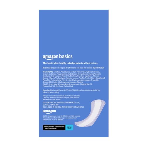 Amazon Basics daily pantiliner long length soft material close-up showing comfort