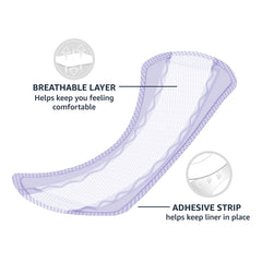 Amazon Basics daily pantiliner long length in-use shown with underwear for light protection