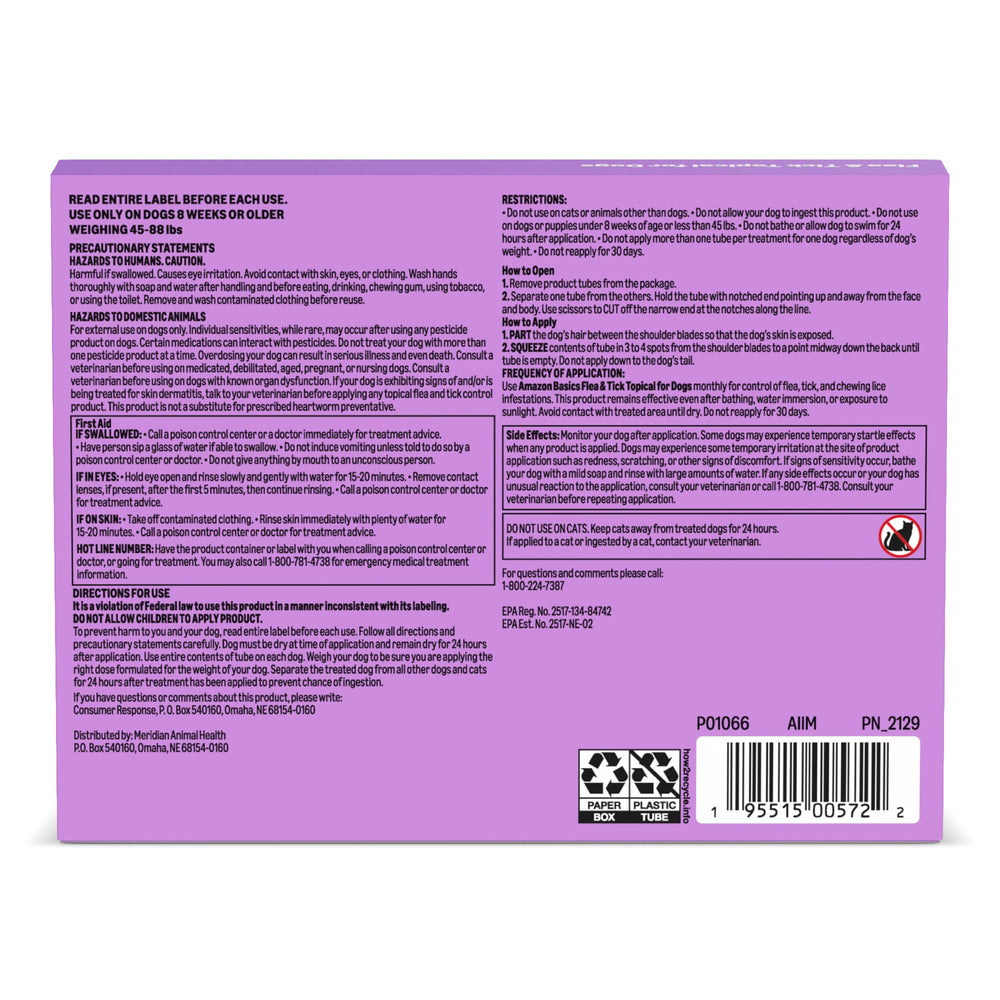 Designed for large dogs 45-88 lbs, easy multi-dose topical treatment.