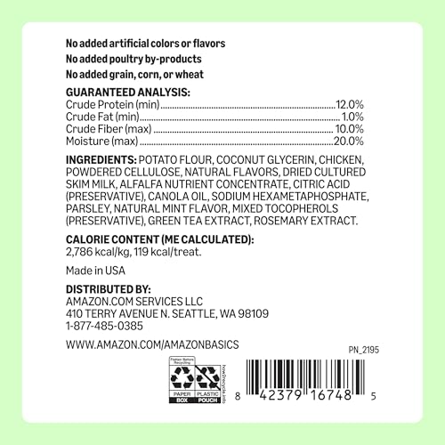 Amazon Basics dental dog treats packaging-variation: packaging may differ without impacting quality