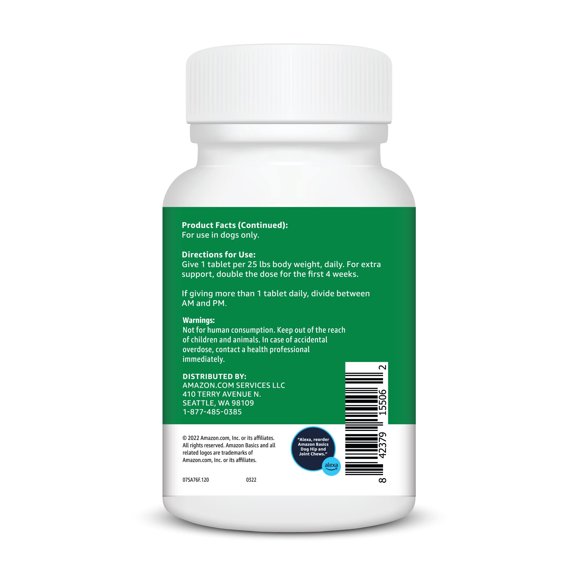 Amazon Basics packaging shows a 120-count jar for ongoing supplementation.