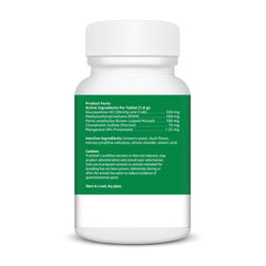 Amazon Basics chewable tablets closeup highlights glucosamine, MSM, and chondroitin.