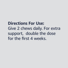 Packaging with dosage label on Amazon Basics hip and joint chews.
