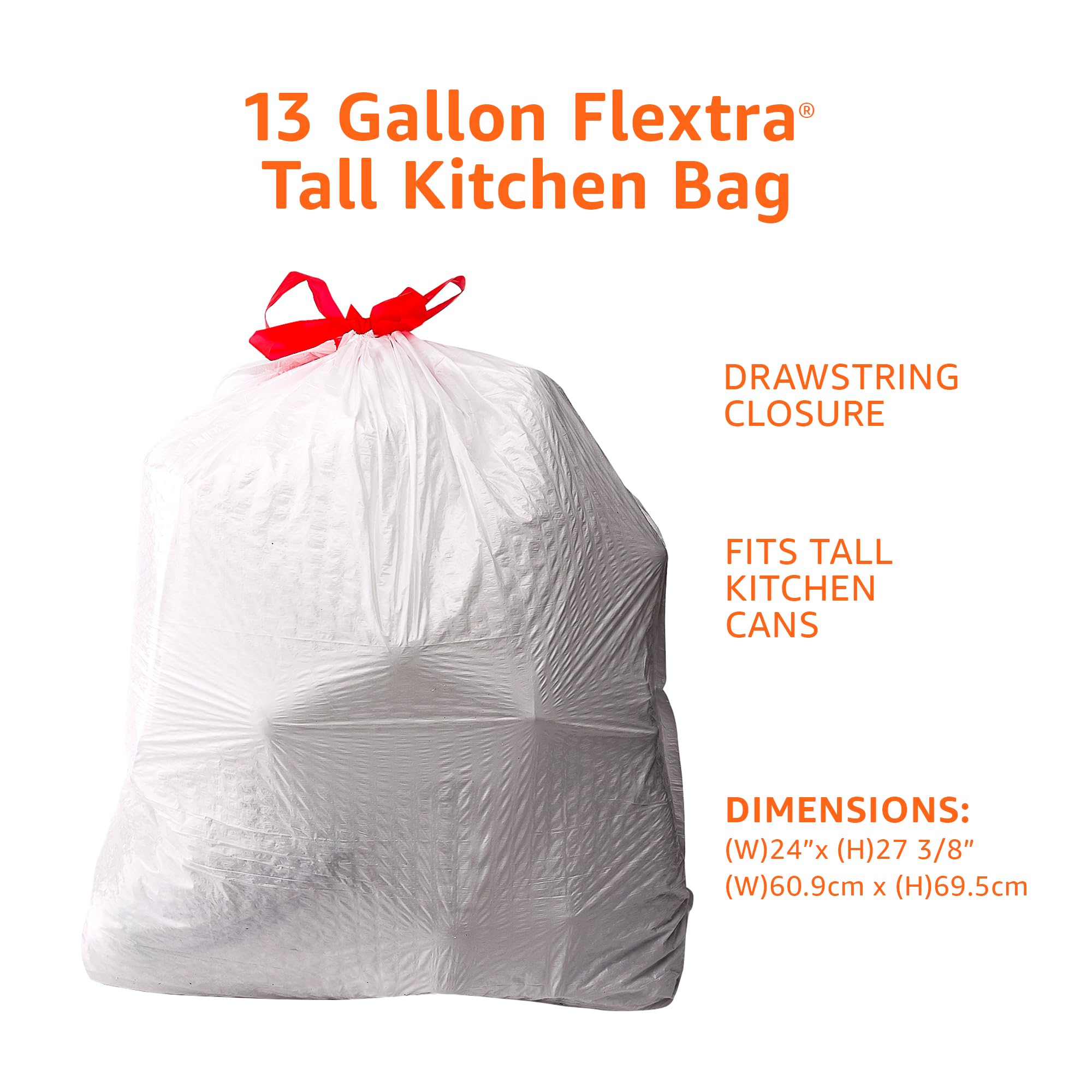 Amazon Basics drawstring closure for secure, easy waste handling.