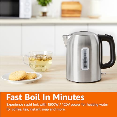 Amazon Basics Electric Kettle compact storage design helps tuck away neatly