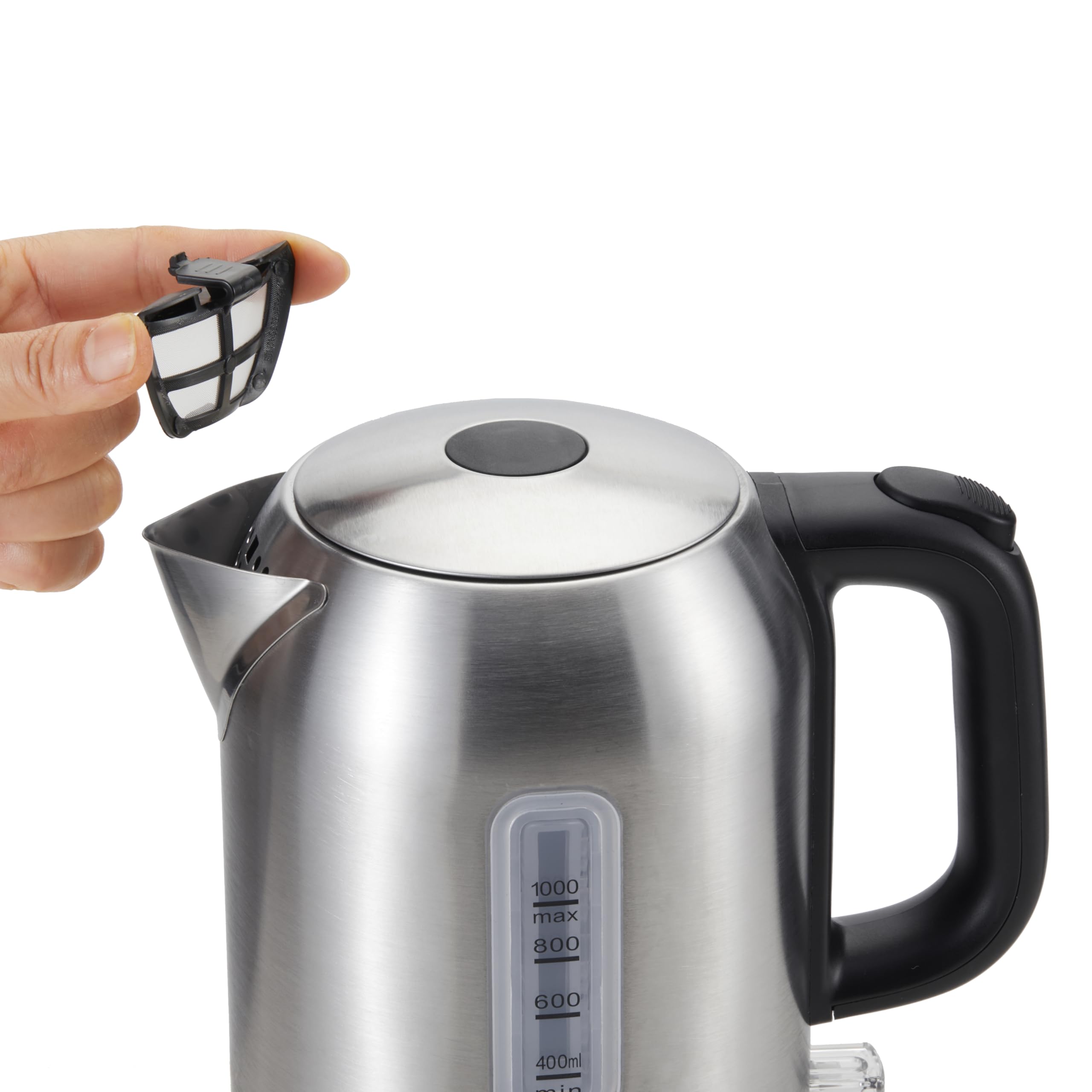 Amazon Basics Electric Kettle removable filter for easy cleaning and maintenance
