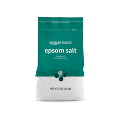 Amazon Basics Epsom Salt Soaking Aid 3-pound bag for a soothing bath.