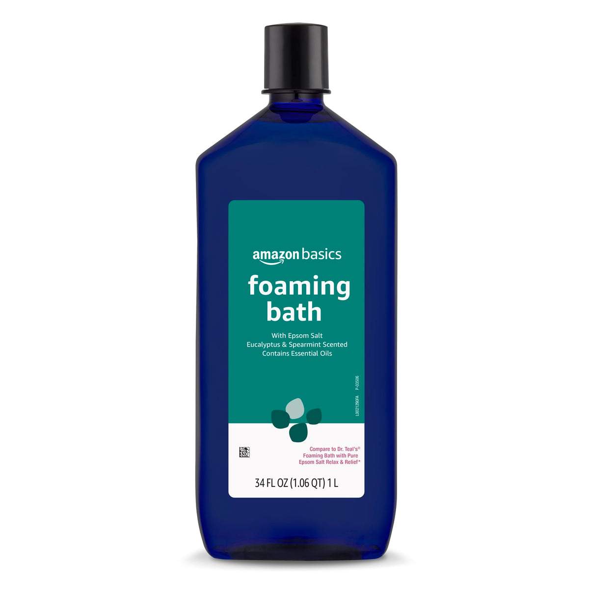 Amazon Basics Eucalyptus & Spearmint foaming bath bottle pour for a refreshing soak.