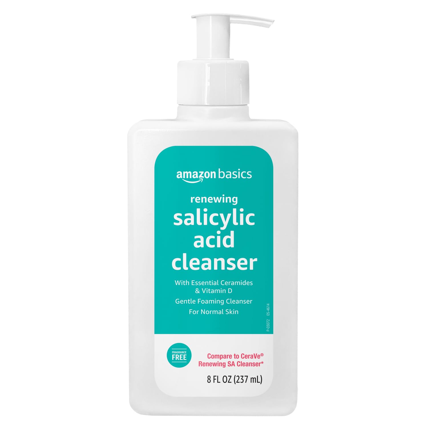 Amazon Basics Exfoliating Face Wash bottle showing the fragrance-free formula for daily cleansing