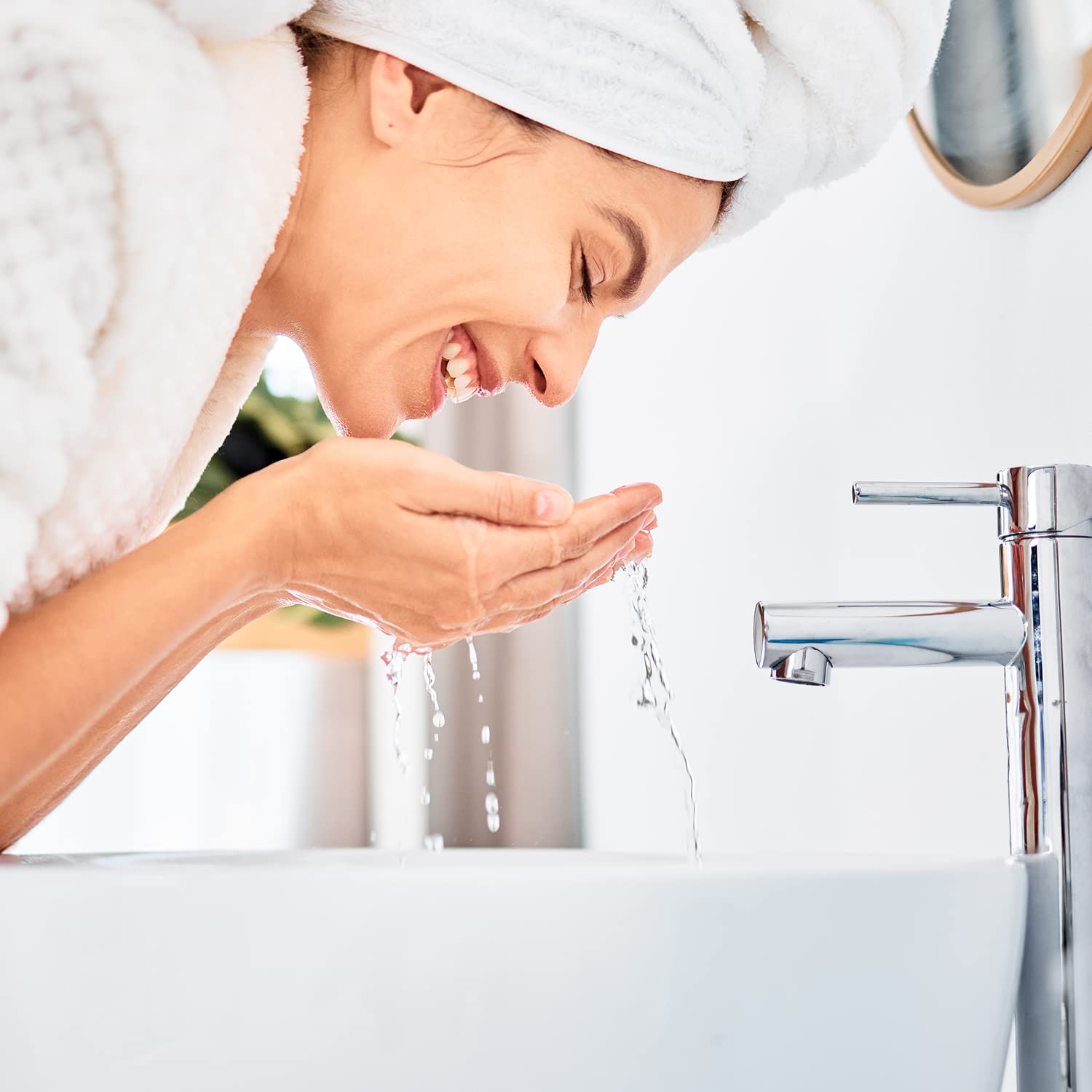 Close-up texture of Amazon Basics Exfoliating Face Wash showing gentle exfoliation