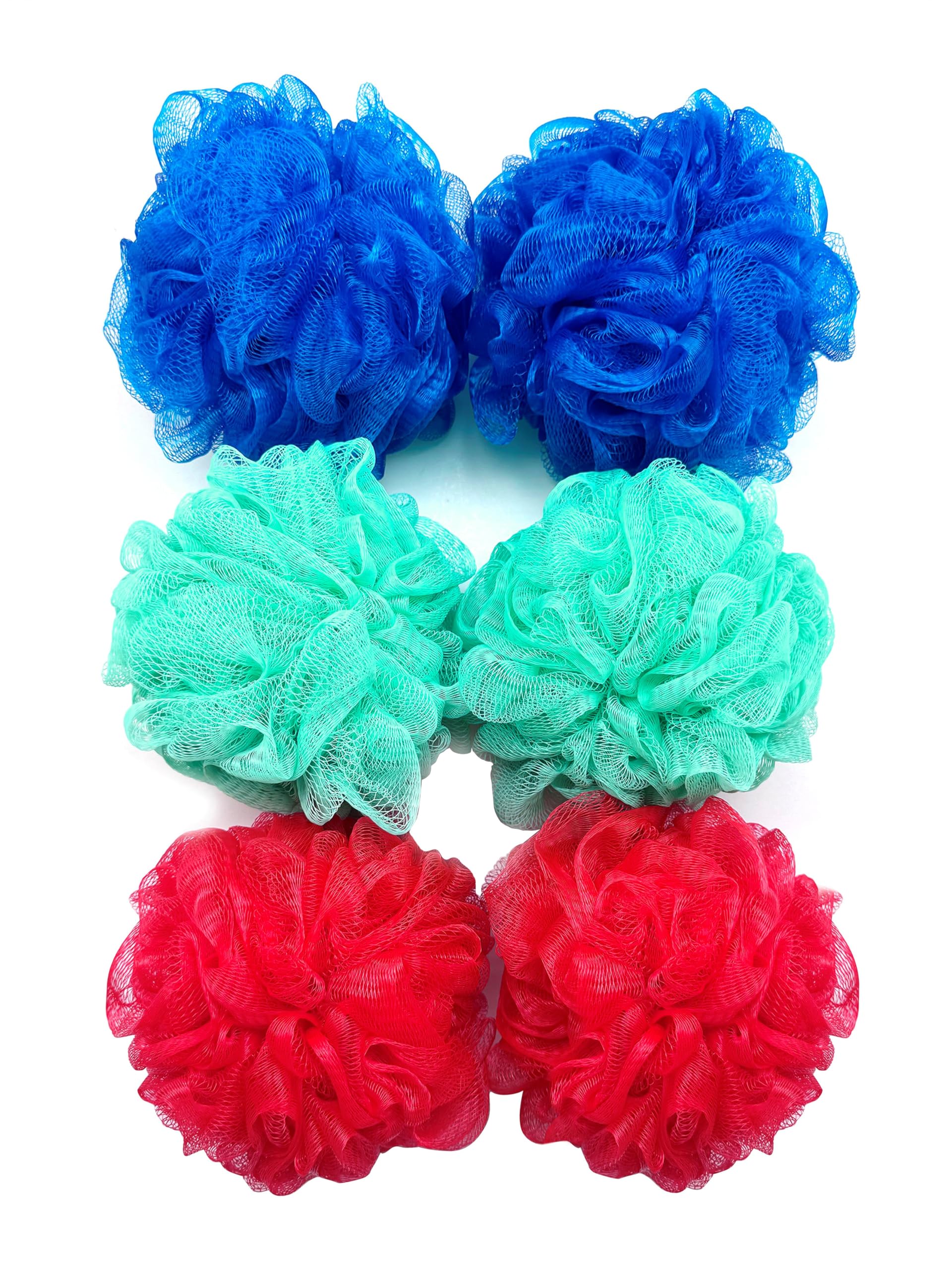 Amazon Basics exfoliating loofah multicolor pack of 6, front view