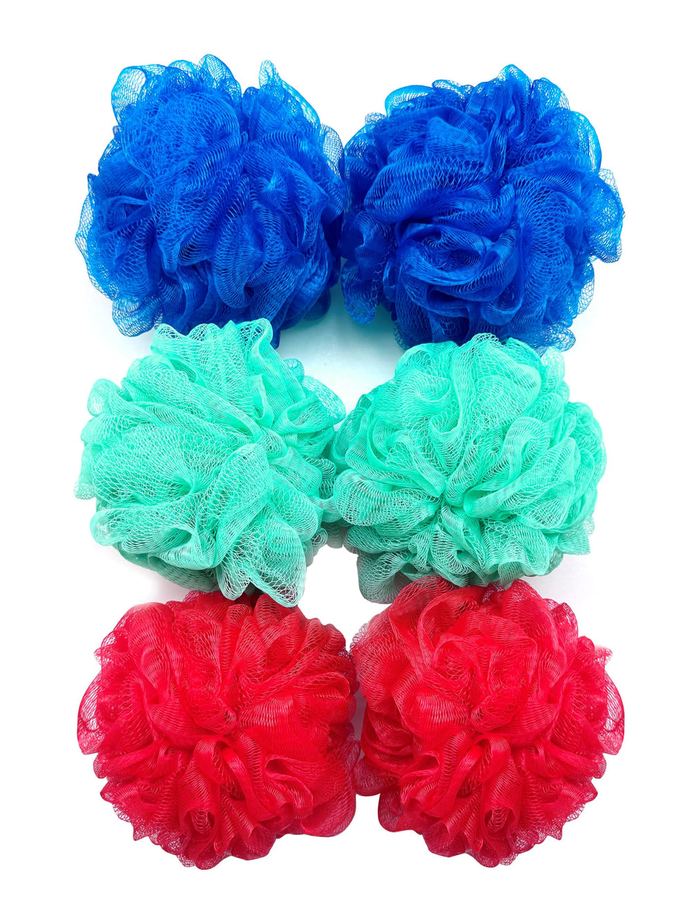 Amazon Basics exfoliating loofah multicolor pack of 6, front view