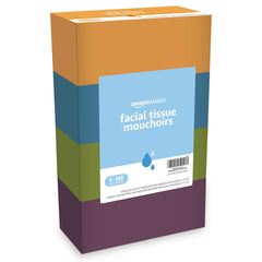 Amazon Basics facial tissue 2-ply box front for tidy everyday use