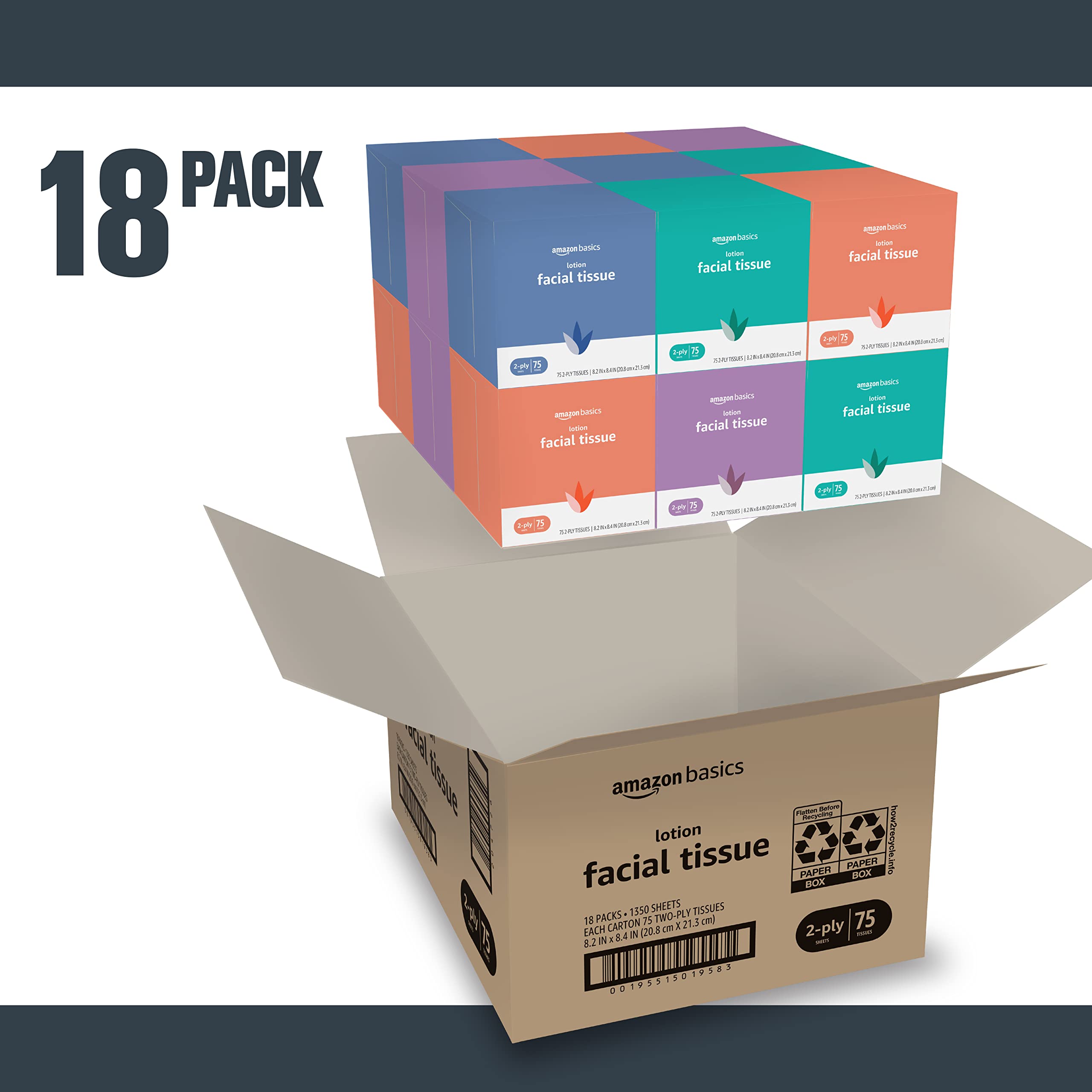 Amazon Basics 1,350 tissues meet busy home, office, and classroom needs.