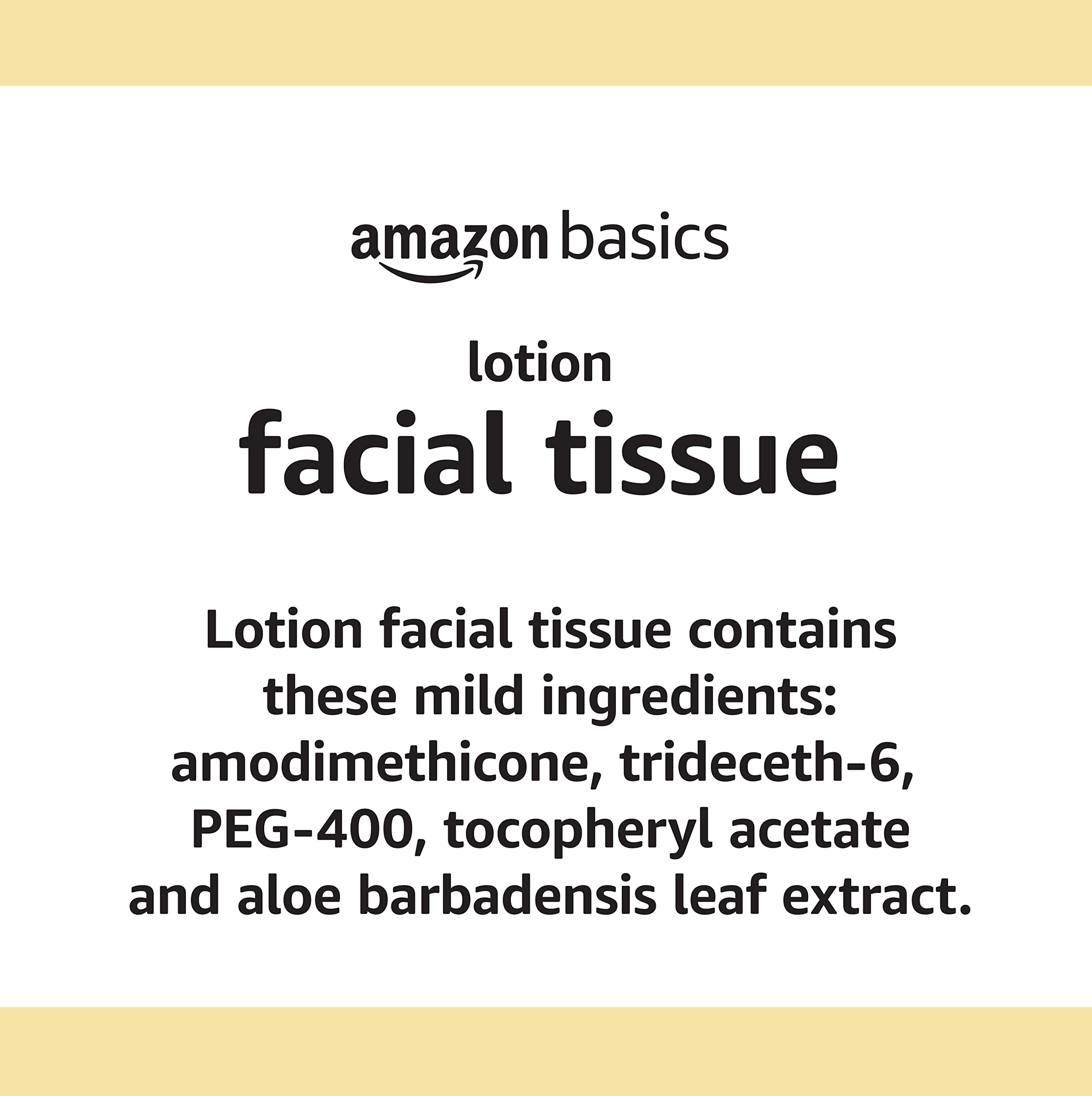 Amazon Basics facial tissue close-up highlights lotion and fluffy texture.