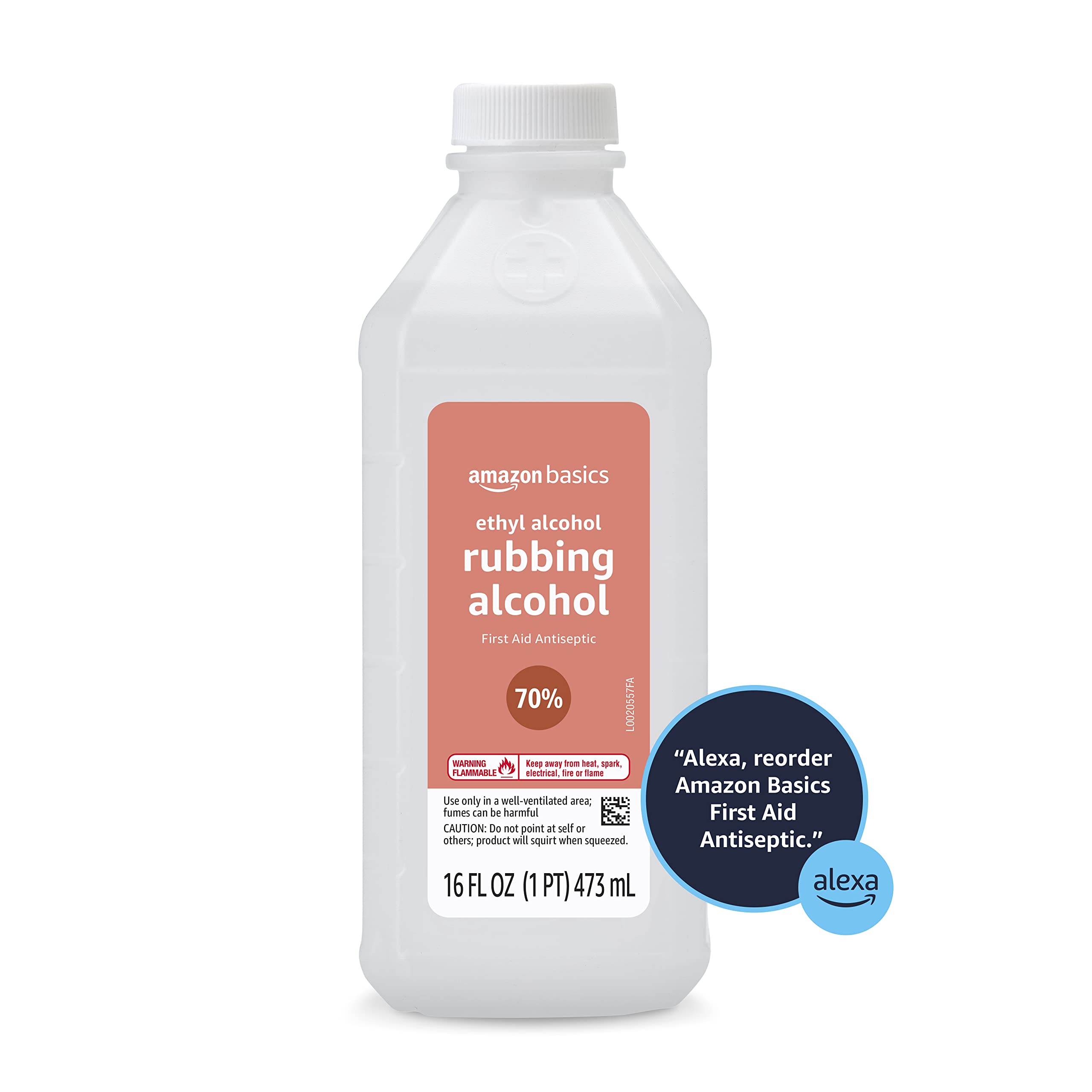 Amazon Basics first aid antiseptic bottle in a medicine cabinet