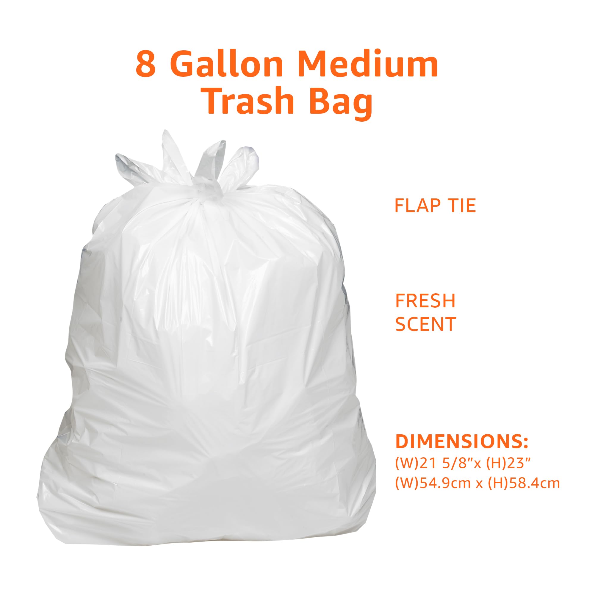 Amazon Basics flap-tie closure bags keep trash secure and easy to tie.