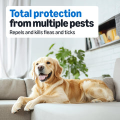 Label close-up showing Fipronil and (s)-methoprene for targeted flea and tick control.