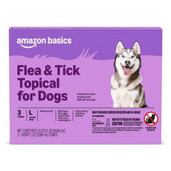 Amazon Basics flea and tick treatment for large dogs in a 3-dose pack for easy use.