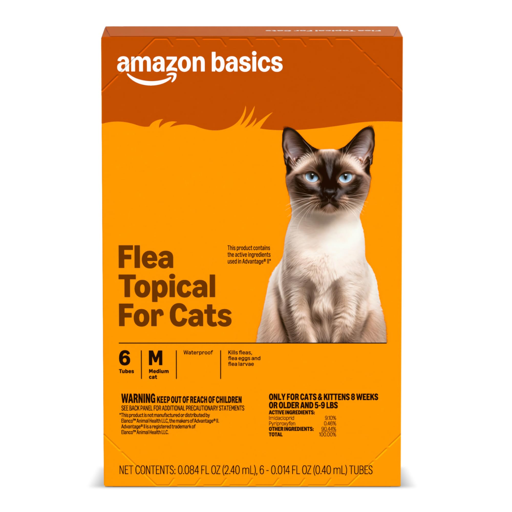 Amazon Basics flea treatment box and six-dose pack for medium cats proves convenient care