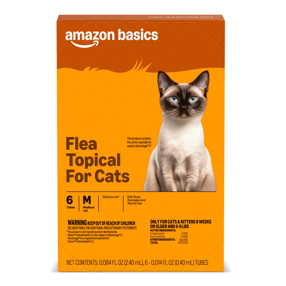 Amazon Basics flea treatment box and six-dose pack for medium cats proves convenient care