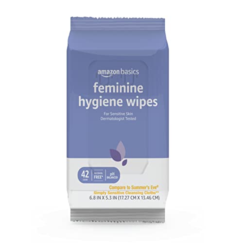 Open four-pack of Amazon Basics feminine wipes for on-the-go use