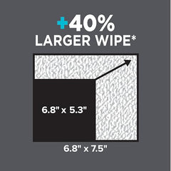 Close-up of wipe texture showing extra-large size for thorough cleaning.