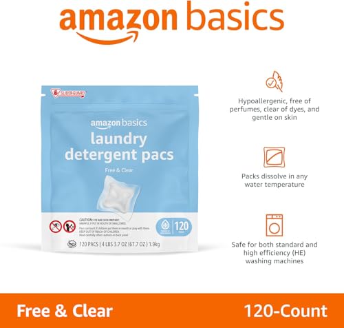 Amazon Basics Free & Clear dryer sheets pairing reduces wrinkles while remaining skin-friendly.