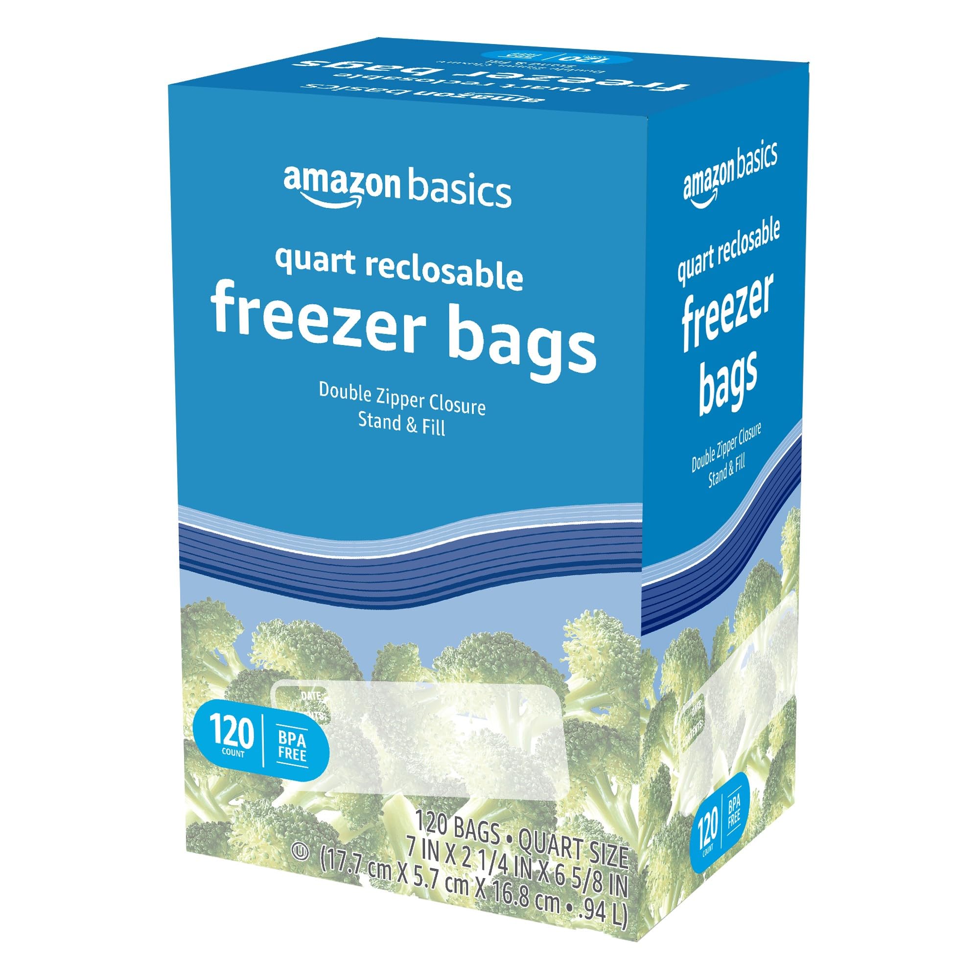 120-count Amazon Basics bags support bulk meal prep and organization