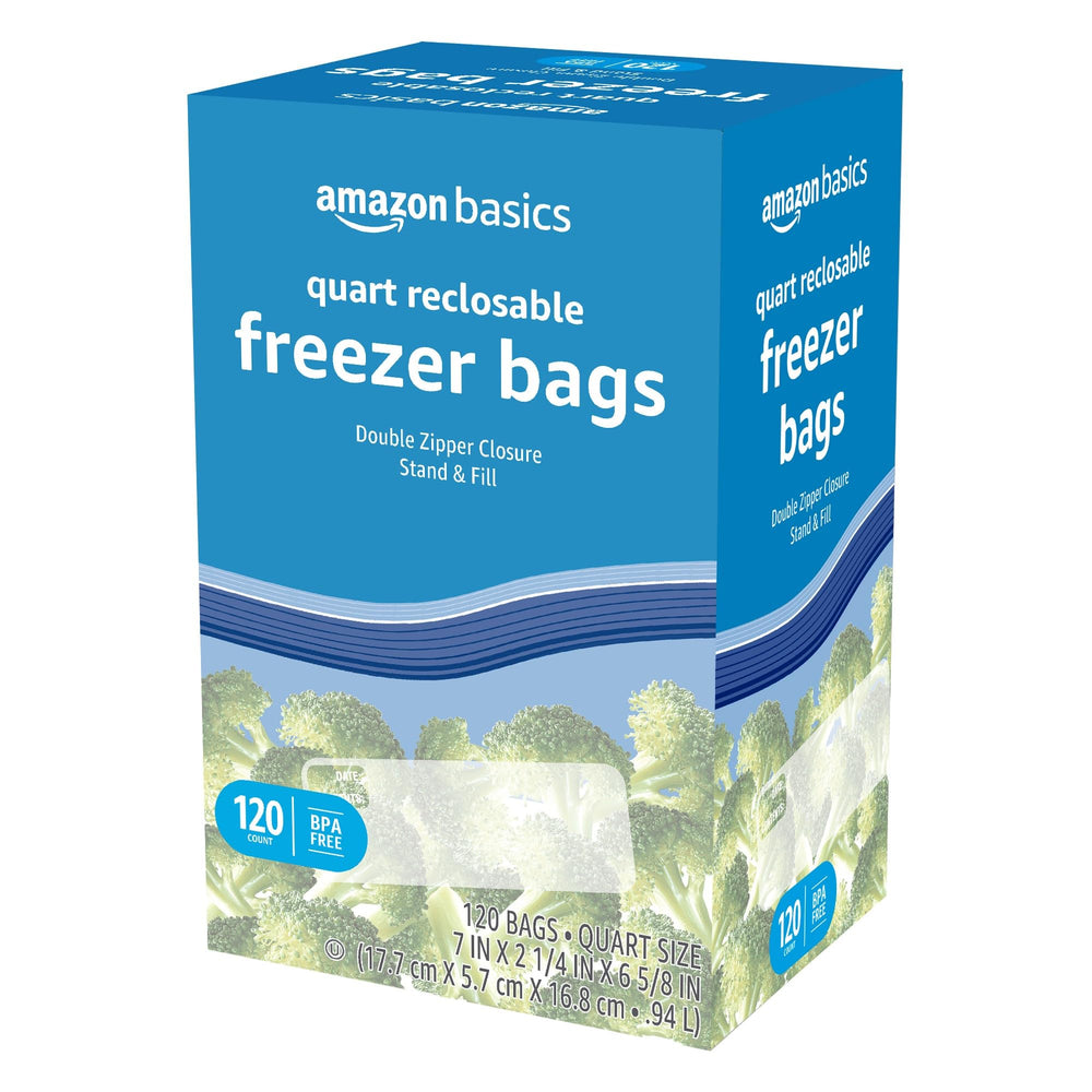 120-count Amazon Basics bags support bulk meal prep and organization