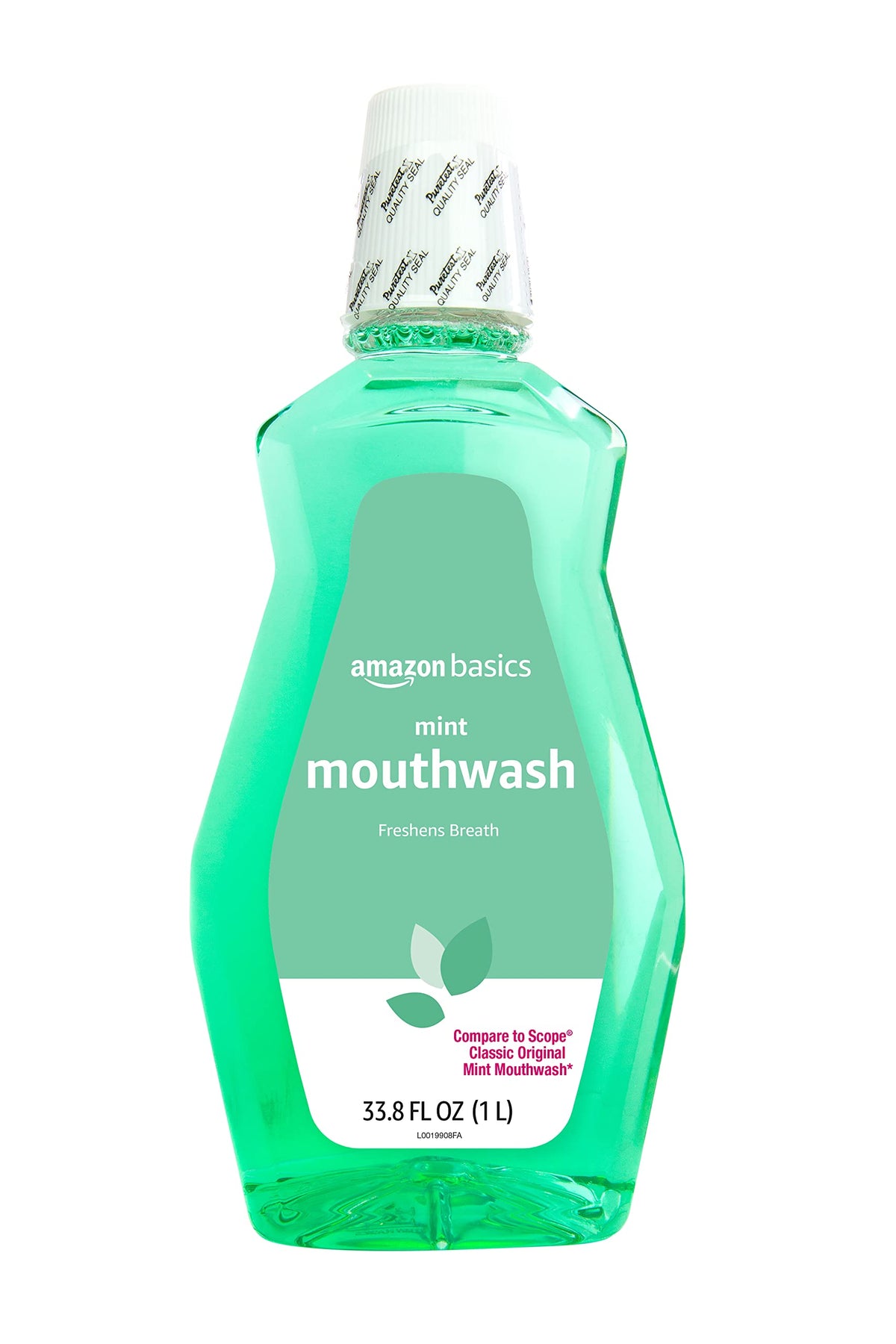 Amazon Basics Fresh Breath Mouthwash bottle for daily fresh breath.