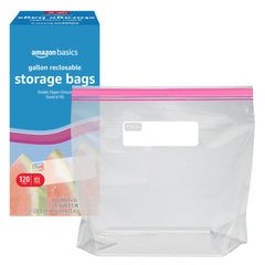 Amazon Basics BPA-free gallon bags ideal for pantry and freezer storage