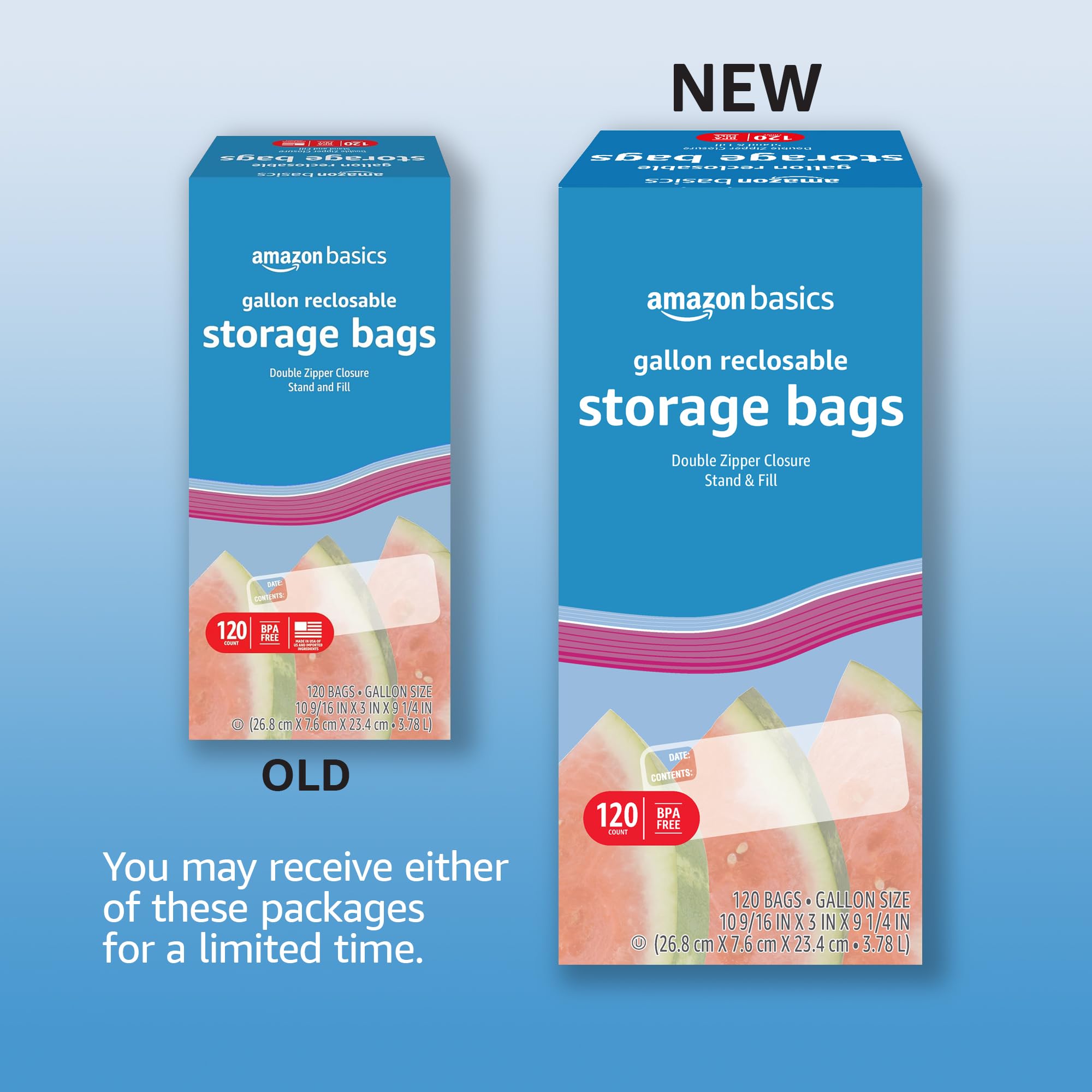 Amazon Basics gallon bags with stand and fill base for easy filling