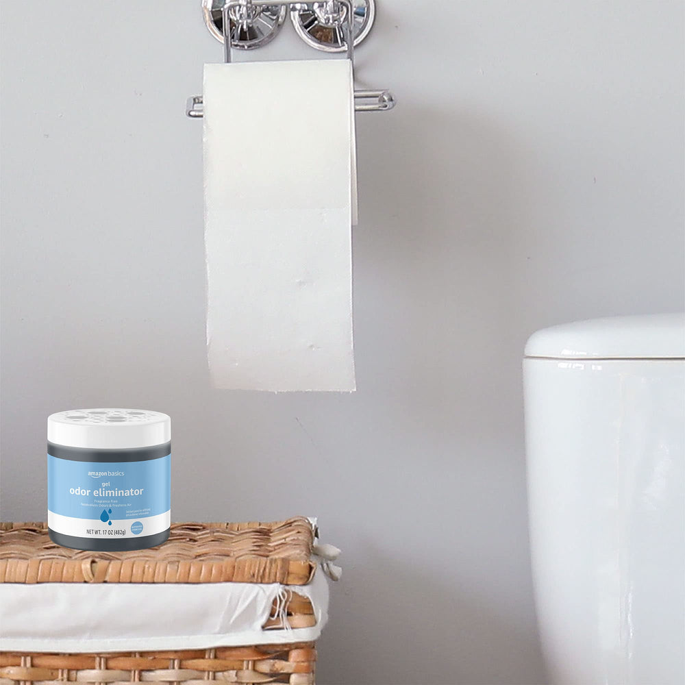 Amazon Basics Gel Odor Eliminator helps garages and basements stay odor-free